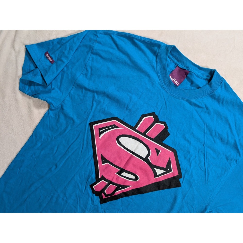 Scifen Y2k Vintage Vtg Streetwear Graffiti Tee T-Shirt Made in USA Blue Size L